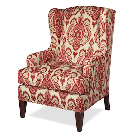 Traditional Wing Chair with Tapered Block Legs